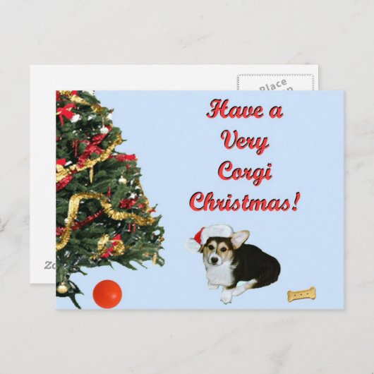 非常にコーギーのクリスマスのGimliの青の郵便はがき シーズンポストカード (正面/裏面)