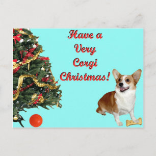 非常にコーギーのクリスマスSmilingDottのターコイズPostcar シーズンポストカード