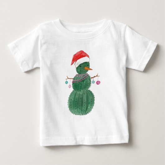 非常にサボテンのクリスマスの雪だるま ベビーTシャツ (正面)