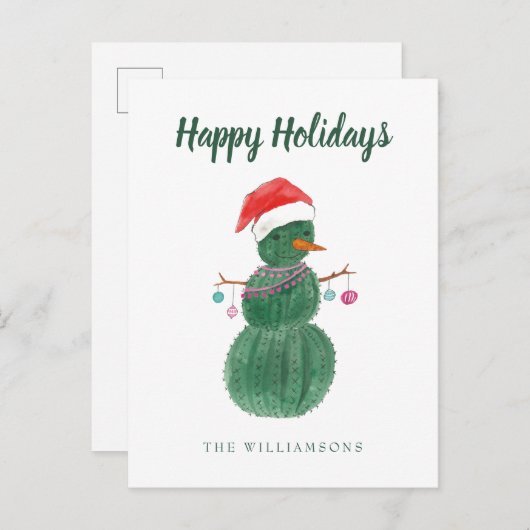 非常にサボテンのクリスマスの雪だるま ポストカード (正面/裏面)