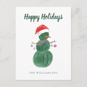 非常にサボテンのクリスマスの雪だるま ポストカード