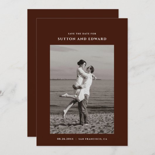 非常にシンプルな単一の写真 セーブザデート (正面/裏面)