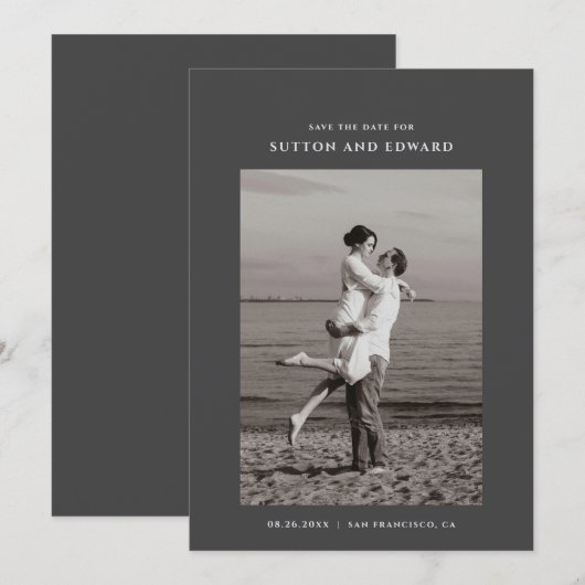 非常にシンプルな単一の写真 セーブザデート (正面/裏面)