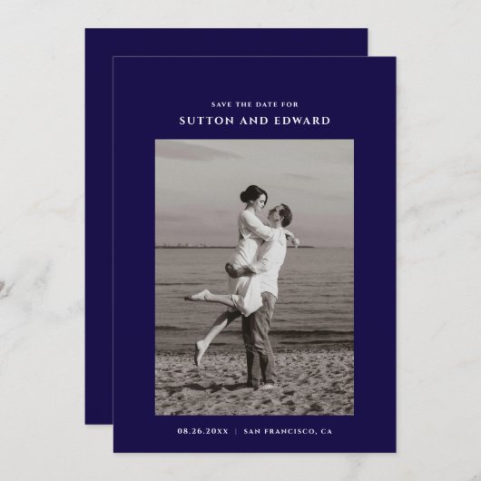 非常にシンプルな単一の写真 セーブザデート (正面/裏面)