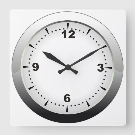 非常にシンプル模擬金属フレーム壁時計 スクエア壁時計 (正面)