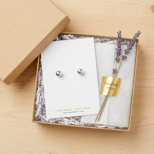 非常にシンプル白い金ゴールドイヤリング表示カード