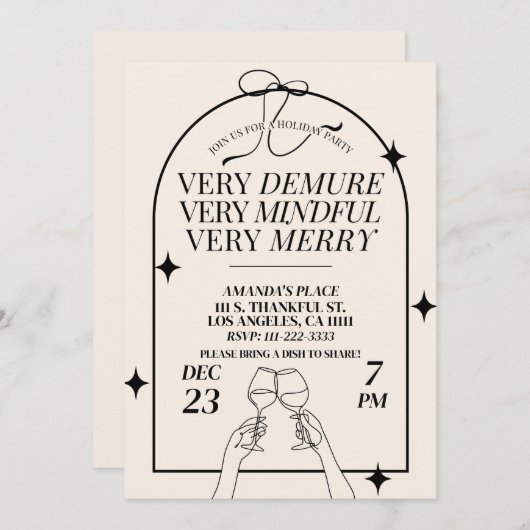 非常にデムアフレンドスマスクリスマスディナーパーティー 招待状 (正面/裏面)