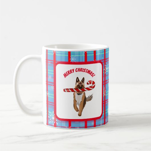 非常にドイツの羊飼いのキャンディーケーンクリスマス コーヒーマグカップ (左)