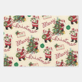 非常にビンテージのクリスマス ラッピングペーパーシート (正面3)