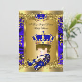 非常にプリンス王室のベビーシャワーブルネットベビー 招待状 (スタンド正面)