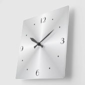 非常にプレーンなシルバー>ウォールクロック スクエア壁時計 (傾斜)
