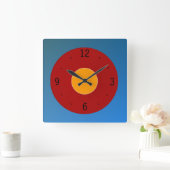 非常にプレーンな赤い黄色>プレーンなキッチンクロック スクエア壁時計 (ホーム)