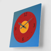 非常にプレーンな赤い黄色>プレーンなキッチンクロック スクエア壁時計 (傾斜)