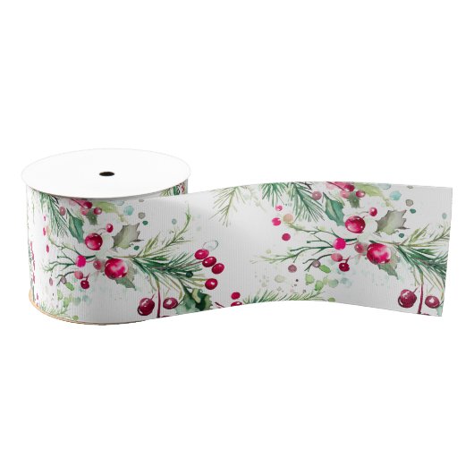 非常にベリメリーークリスマスのホリーの赤い水色 グログランリボン (リール)