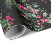 非常にベリメリーークリスマスのホリーの赤い水色 ラッピングペーパー (ロールコーナー)