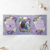 非常にペリブルーバイオレットバラとチューリップトリフォールドホ 三つ折りクリスマスカード (内部)