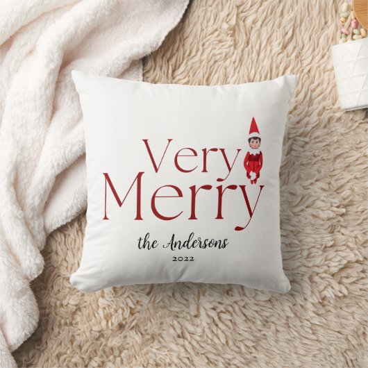 非常にメリーおもしろい小妖精や小人明るい家族のクリスマス写真 クッション (ブランケット)