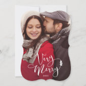 非常にメリーで白い原稿のクリスマスの写真カード 招待状 (正面)