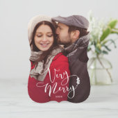 非常にメリーで白い原稿のクリスマスの写真カード 招待状 (スタンド正面)