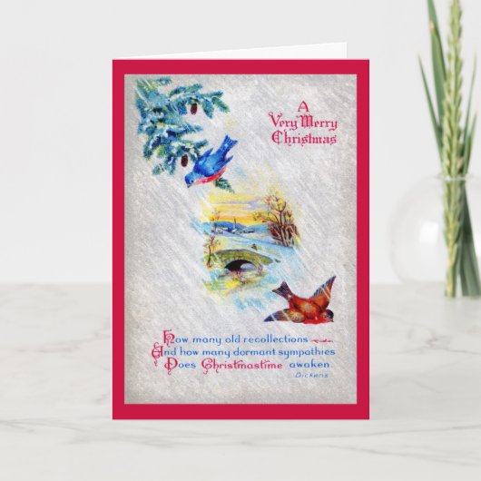 非常にメリーなDickensのクリスマスの1917年のヴィンテージ シーズンカード (正面)