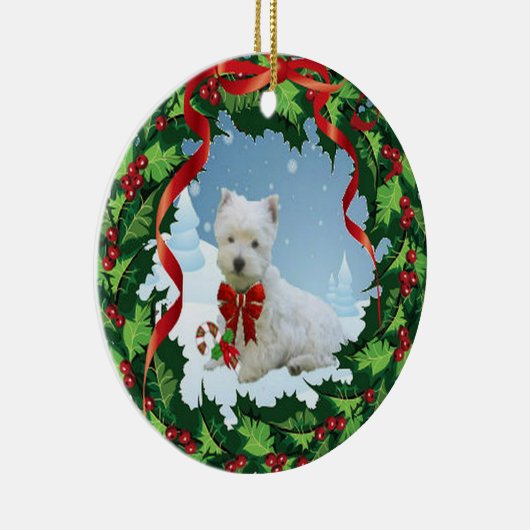 非常にメリーなWestieのクリスマスのオーナメント セラミックオーナメント (右)