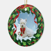非常にメリーなWestieのクリスマスのオーナメント セラミックオーナメント (左)