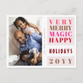 非常にメリークリスマスホリデーズビッグタイポグラフィ シーズンポストカード (正面)