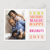 非常にメリークリスマスホリデーズビッグタイポグラフィ シーズンポストカード (正面)