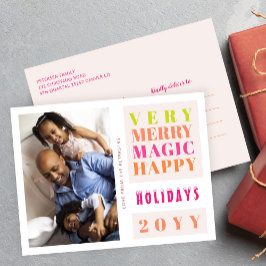 非常にメリークリスマスホリデーズビッグタイポグラフィ シーズンポストカード