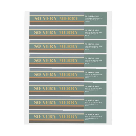 非常にメリーレトロのカラフルストライプアドレスを返す ラップアラウンドラベル (シート)