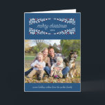 非常にメリー休日の写真カード_Navy シーズンカード<br><div class="desc">装飾と陽気なクリスマス縁どの文字を備えた休日のフォトカード。</div>