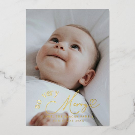 非常にメリー休日の誕生発表 箔招待状 (正面)