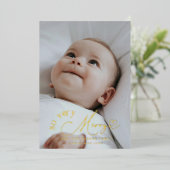 非常にメリー休日の誕生発表 箔招待状 (立ち正面)