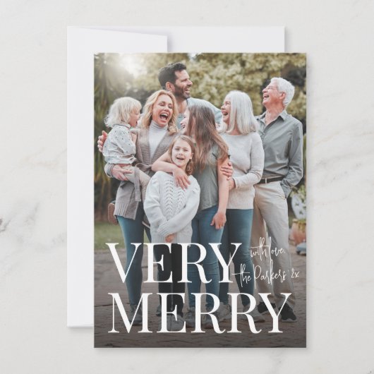 非常にメリー家族の写真モダンクリスマス シーズンカード (正面)