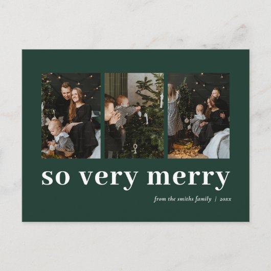 非常にメリー緑のモダン3 Photo Collage シーズンポストカード (正面)
