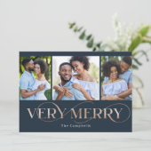 非常にメリー編集可能な色3写真ホリデーカード シーズンカード (スタンド正面)