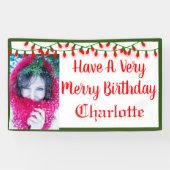 非常にメリー誕生日のクリスマスライト 横断幕 (横)