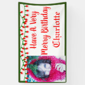 非常にメリー誕生日のクリスマスライト 横断幕 (縦)