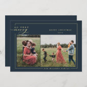 非常にモダンメリー金ゴールド書クリスマス写真 シーズンカード (正面/裏面)