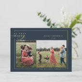 非常にモダンメリー金ゴールド書クリスマス写真 シーズンカード (スタンド正面)