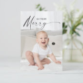 非常にモダン陽気なクリスマスの写真カード サンキューカード (スタンド正面)
