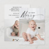 非常にモダン陽気なクリスマスの写真カード サンキューカード (正面/裏面)