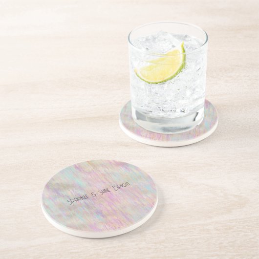 非常にユニコーン輝くキラキラした金ゴールドピンクのクリスマス コースター (側面)