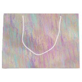 非常にユニコーン輝くキラキラした金ゴールドピンクのクリスマス ラージペーパーバッグ (正面)