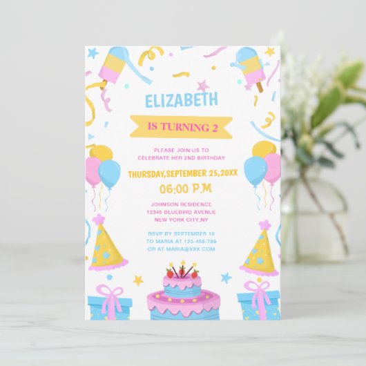 非常にユニーク可愛い子供の誕生日 招待状 (スタンド正面)