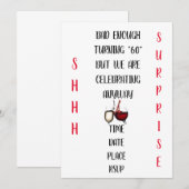 非常にユーモアに富み、独創的な ***サプライズパーティー 60歳*** 招待状 (正面/裏面)