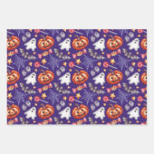非常に不気味ハロウィーンコラージパープル ラッピングペーパーシート (正面2)