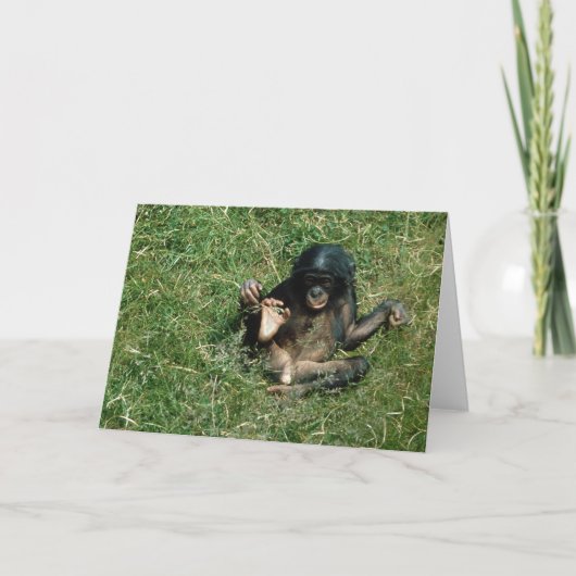 非常に可愛いベビーボノボエイプリグリーティングカード カード (正面)