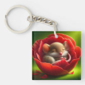 非常に可愛いベビーマウス眠る キーホルダー (正面)