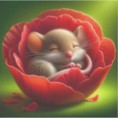 非常に可愛いベビーマウス眠る シール (正面)